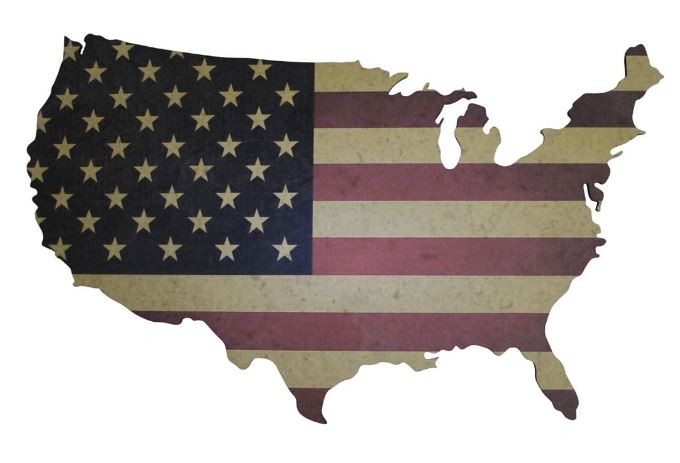 United States Flag on USA outline